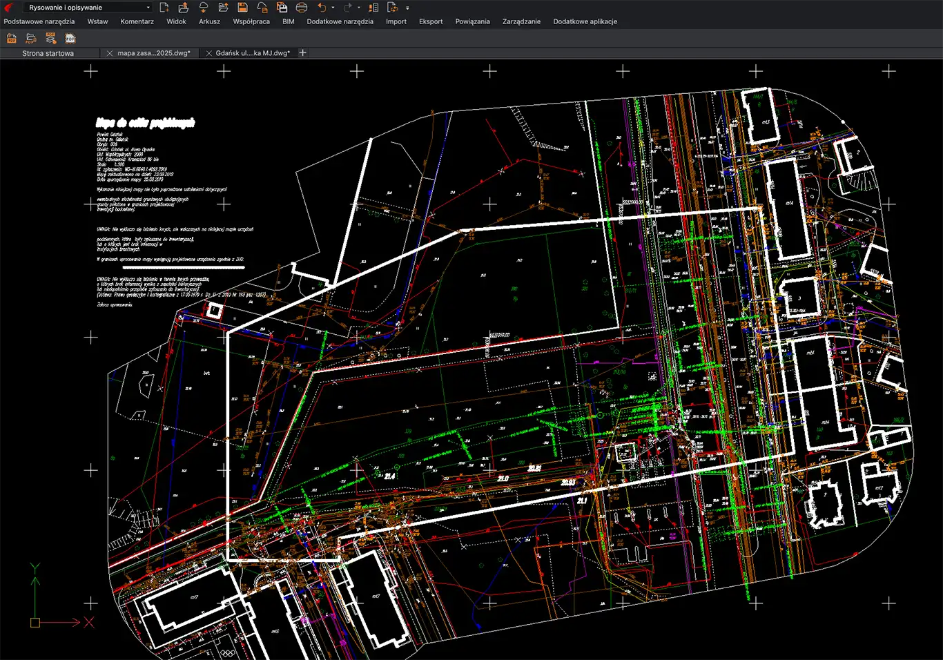 WERSJA DXF/DWG mapy do celów projektowych